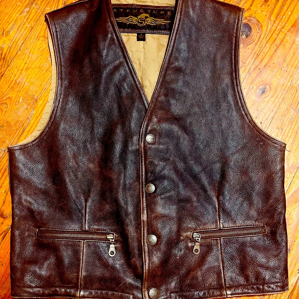 100% Genuine Leather, men’s Sz M, STRUCTURE biker vest